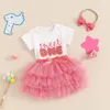 Ensembles de vêtements bébé fille 1ère tenue d'anniversaire sweet one imprimer robeur tutu robe en tulle jupe première gâteau smash