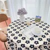 Table Cloth Korean Floral Flower Black White Colorful Tablecloth For Dining Tea Coffee Cover Picnic Kitchen Decor