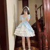 Partykleider Xgoth Mini Prinzessin Kleid Spitze Patchwork Langarm Ballkleid Koreanische Mode süße Rüschen reine sexy weibliche Kleidung