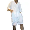 Мужские спортивные костюмы шерстяные виот-образные спортивные костюмы летняя футболка школьники с карманами с твердым цветом вязаной спорт для повседневного