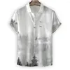 Casual shirts voor heren Summer Shirt Mountain Ink Painting landschap Patroon Korte reversknop Maat 4xl voor