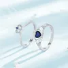 Anelli a grappolo Eudora 925 Anello regolabile per il cuore d'argento sterling per donna uomo elegante regalo di gioielli con corona di zircone