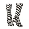 Frauen Socken Houndstooth Check schwarze und weiße Vintage -Strümpfe Damen warm Soft Running Sports Frühling Grafik Non Slip