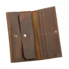 Portefeuilles vintage en cuir authentique en cuir long portefeuille à la main