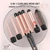 Curling Iron Set 5 in 1 Wand Interchangeable Triple Barrel and Brush Ceramic Curl 240423