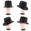 Berets Black Formal Top Hat Carnivals Magicien Gentleman Party Costume Accessoires Taille Convient à la plupart des adolescents adultes