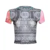 Magliette da donna top per colture stampate digitali Sexy Vedi attraverso le ragazze o-scollate maglietta maglietta magro club camicia da donna