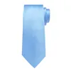 Bow Ties Men için Katı Mavi İpek Düğün Partisi Aksesuarları 8cm Kravat Cep Square Kufflinks Erkekler Neckwear Hediye Toptan