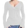 T-shirts pour femmes hzdazrl femmes à manches longues sexy v coulier couloir solide slim fit tops chute de printemps