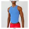 Heren tanktops fitness streetwear mouwloze top stevige kleur o nek zomer casual vest blauw voor en