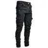 Jeans Männer schwarze Cargohosen Multi -Taschen Denim Pantalones Blau Slim Fit Overol Hombre Fashion Casual Streetwear Hosen 3xl 240418