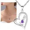 Chaines Purple Zircon Love Gravure Pendant Collier Bijoux Femme Femme Mère petite amie Femme Sœur Clicule Chaîne Sending Send