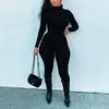 Svart turtleneck romper sexig bodycon jumpsuit streetwear höst vinter fitness sport bodysuits sammet yo-ga onesie 240410