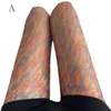 Chaussettes de femmes collants colorés arc-en-ciel en ciel arc-en-ciel féminin mince gradient personnalisé Silk H5c7