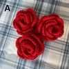 装飾的な花1pc手編みかぎ針編み糸ウール飾り花の頭バラ人工植物ギフト家の装飾美しいニット