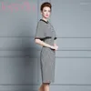 Partykleider Tesscara Women Runway Designer elegantes kariertes Kleid hochwertige Büro -Cocktail -Robe Femme Vintage Cloak Ärmel Vestidos