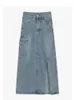 Jupes Vêtements de jupe en jean pour femmes poches de base harajuku girl coréen décontracté mode lavé bleu a-ligne divisé ourlet vintage
