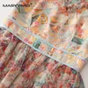 Robes de fête Maryyimei Fashion Designer Spring Summer Collins de sténose pour femmes Ruffles épisser Slim Imprimé Big Swing