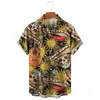 Męskie koszule punkowe słomka czapka czaszka grafika dla mężczyzn odzież hawajskie wakacje z krótkim rękawem moda męska plaża y2k tops