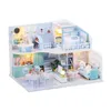 DIY Doll House Miniature 3D houten poppenhuizen set meubels kit met led stofomslag speelgoed voor kinderen cadeau 240429