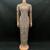 Model scenicznego Piosenka Prowadząca seksowna luksusowa suknia balowa błyszcząca kryminanie lustrzane siatkę patrz przez długi sukienkę Women Evening Party Show
