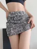 Gonne stvy sliver paillettes alta vita mini per donne 2024 primavera estate sexy ladies sexy