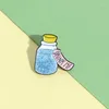 Broches desenho animado Blue Drifting Bottle Pins Glitter Saco de moda Glitter Moda