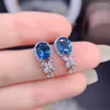 Brincos de garanhão jóias finas 925 prata esterlina inserir com gemas naturais gems luxo feminino requintado planta azul topázio suportes