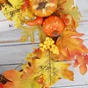 Fleurs décoratives Couronne de porte de porte d'automne Décoration d'automne pour la maison Garlande artificielle de baies de citrouille d'Halloween de Pâques