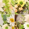Dekoracyjne kwiaty 17,7-calowe sztuczne wiosenne wieniec białe słoneczniki kwiatowe do drzwi wejściowych na przyjęcie weselne wystrój domu