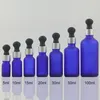 Storage Bottles 50ml Bottle Dropper Matte Silver Blue Glass 1.7oz Cosmetic Packaging Boxes