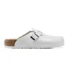 2024 Diseñador Slippers Sandals Sandals Sandals para hombres Sluyes para mujeres Blancos blancos de ante rosa de cuero Plataforma de hebilla de hebilla Falt Slides Eur 36-46