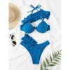 Swimwear féminin New Blue Bikinis High Washwear Swimsuit Femme Push Up Up Bathing Trail