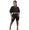 Nouveau créateur de survêtement 2 pièces Set Feme Fashion Lettre imprimée Cound Cou Rond T-shirt et shorts à manches courtes pour femmes Tenues