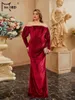 Платья плюс размеры Missord Женская одежда 4xl Burgundy Off Ploudge Velvet Mermaid Evening Promp