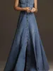 Basic Casual Dresses Dames plus size jurk 2024 Summer Fashion Retro denim jurk A-lijn mouwloze enkele borst maxi jurk mode-jurkl2405