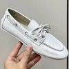 Casual schoenen Fashion Runway Office Lady Summer White Loafers damesronde teen band ondiepe mond platte bodem