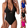 Swimwear femminile sexy cavo a V Deep Neck One Piece Swimsuit 2024 Women Solid Black Slim Fit Fit Pleato Monokini Summer Beding Bedlessless