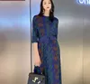 Parti Elbiseleri Miyake Fold 2024 Sonbahar Moda Basit Uzun Kollu İnce Fransız Bel Retro Baskı Elbise Hızlı Teslimat