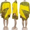 Casual jurken luipaard print patchwork knie-lengte midi dames elegante batwing mouw losse feestclub avondjurk vintage vestidos