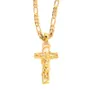 24 K Solid Fine Yellow Gold GF Mens Jesus Crucifix Hanglijst Frame 3m MTALIAN Figaro Link Chain Necklace 60Cm2166809