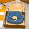 LOULS VUTT 24SS Top Luxury 27cm Bag Women's Shoulder Crossbody Ingot Bag Denim Handbag Underarm Large Sunset Bag Handbag Bag Purse Desi