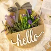 Flores decorativas Frose de bolso artificial de bolso com hello signo de 12 polegadas grinaldas de primavera para a porta da frente de Natal externo de Natal moderno moderno