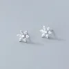 Brincos de garanhão softpig real 925 Sterling Silver Zircon Snowflake para mulheres de moda Acessórios minimalistas de jóias finas fofas