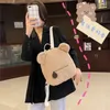 Plush Backpacks New Womens Cute Bear Pattern Backpack Plush Childrens Backpack Suitable for Girls Customized Name Small Casual Shoulder BagL2405