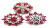 6PCSlot Nieuwe Snap Jewelry armbanden Red Rhinestone 18mm Flower Snap -knoppen passen armbanden voor vrouwen verwisselbare sieraden1430319