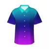 Men's Casual Shirts Neon Print Shirt Purple Pink Vintage Hawaiian Man Short-Sleeve Beach Street Style Design Oversized Blouses