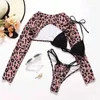 Swimwear para mujeres 2024 Bikinis de estampado de leopardo 3 piezas Sets Women Sexy Low Wais Swimsuit Lace Up Micro Bikini Traje de baño de playa