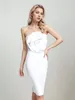 Casual jurken ins dames zomer 2024 beroemdheid sexy strapless bloem bodycon bandage jurk elegant wit midi avondfeestje