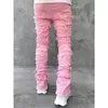 Bahar Sonbahar Erkekler Pembe Kot Pantolon Hip Hop Y2K Jeans ABD Euro Mens Pantolon Giyim Ropa Hombre 240428